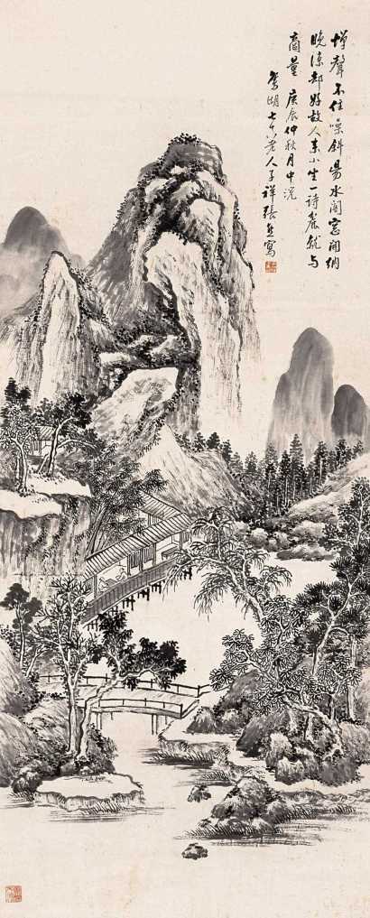 张熊 庚辰（1880）年作 幽居论诗图 立轴
